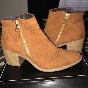 Rust suede booties